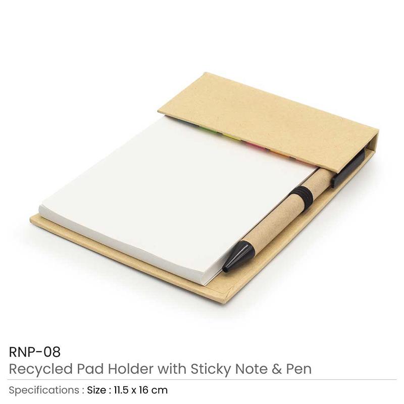 Recycled Pad Holder With Sticky Note & Pen